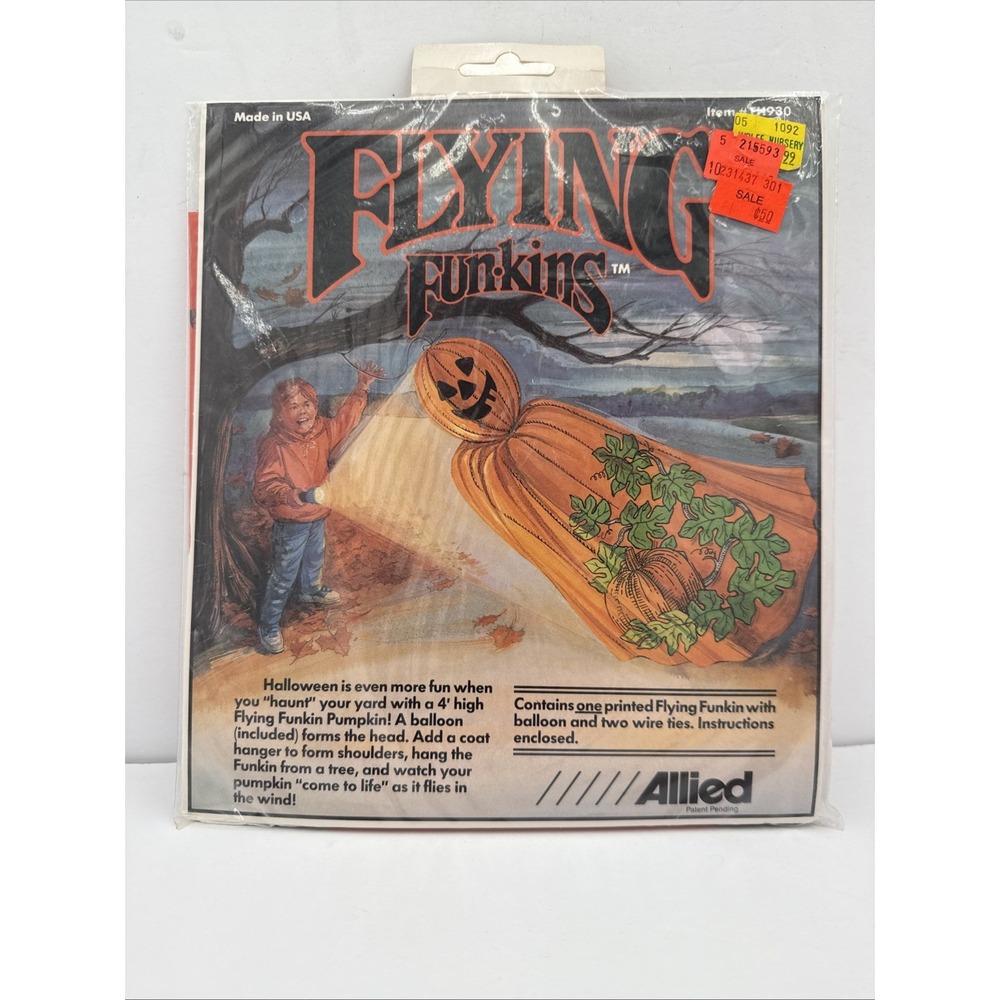 NOS VTG‎ Flying Funkins Pumpkin 4 Foot Halloween 1990 90s yard decor retro
